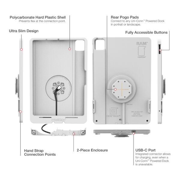 IntelliSkin thin-case per iPad Pro 11 (M4) (Pogo Pad Posteriori) - Grigio Ram Mounts RAM-GDS-SKIN-AP45-M4-TCB-GRY - immagine 5
