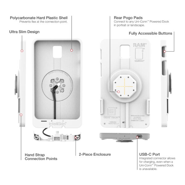 IntelliSkin thin-case per Tab Active5 e 3 (Pogo Pad posteriori) - Grigio Ram Mounts RAM-GDS-SKIN-SAM93-TCB-GRY - immagine 5