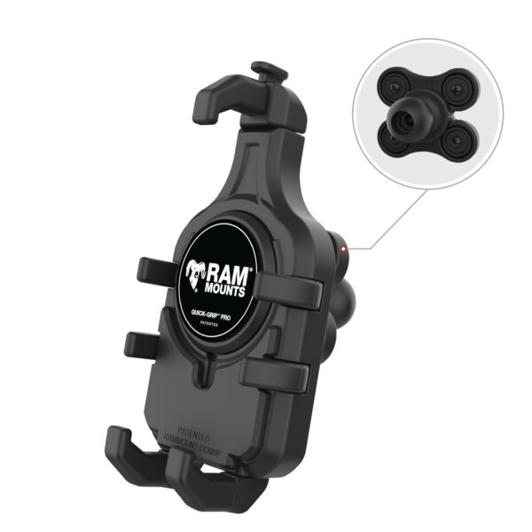 RAM Quick-Grip Pro Supporto per Telefono con Sfera e Smorzatore di Vibrazioni Ram Mounts RAM-HOL-PD5BVU - immagine 2