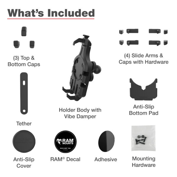RAM Quick-Grip Pro Supporto per Telefono con Sfera e Smorzatore di Vibrazioni Ram Mounts RAM-HOL-PD5BVU - immagine 6