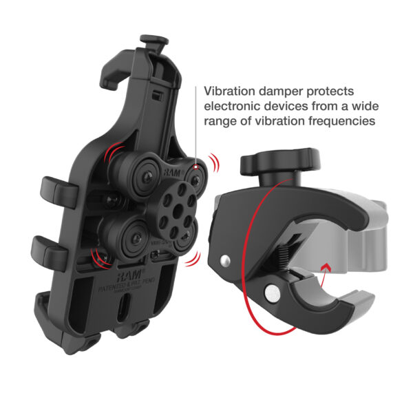 RAM Quick-Grip Pro Supporto per telefono antivibrante con Tough-Claw Ram Mounts RAM-HOL-PD5V-400-1U - immagine 3