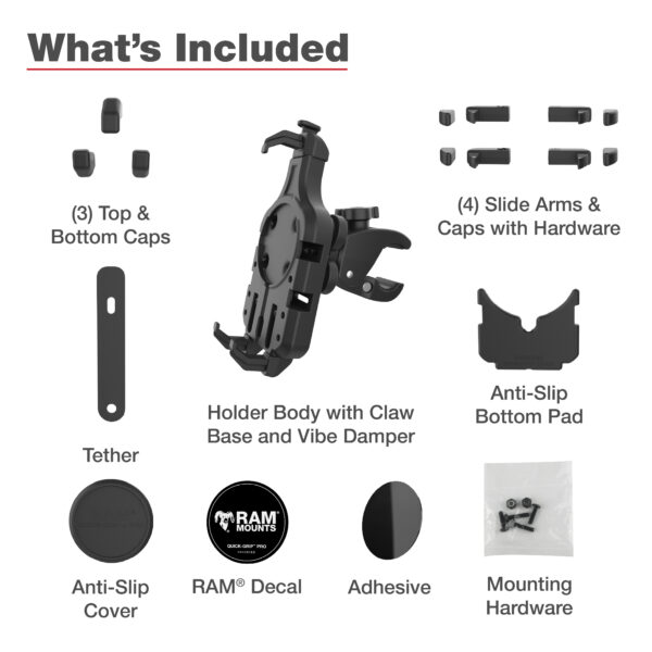 RAM Quick-Grip Pro Supporto per telefono antivibrante con Tough-Claw Ram Mounts RAM-HOL-PD5V-400-1U - immagine 6