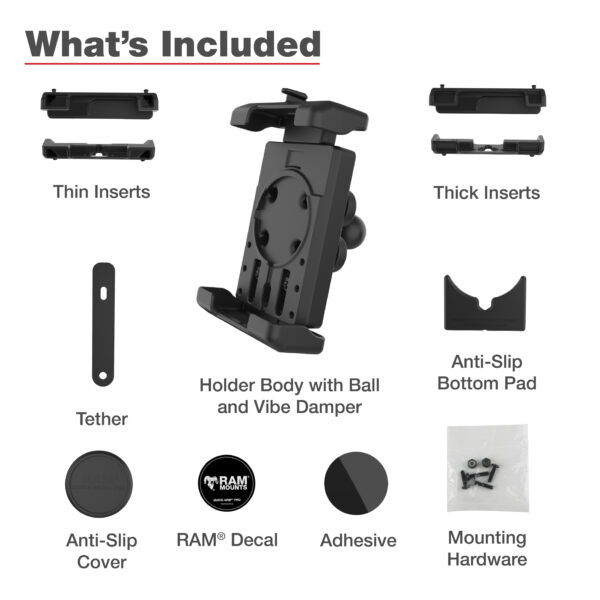 RAM Quick-Grip Pro XL Supporto per telefono con sfera e smorzatore di vibrazioni Ram Mounts RAM-HOL-PD7BVU - immagine 7