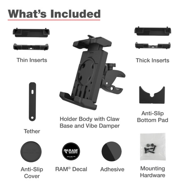 RAM Quick-Grip Pro XL Supporto per telefono antivibrante con Tough-Claw Ram Mounts RAM-HOL-PD7V-400-1U - immagine 7
