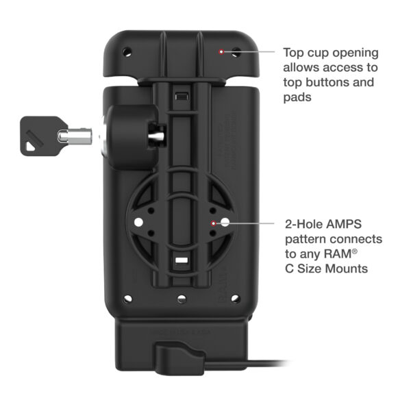RAM Dock per veicoli con chiusura elettrica per Zebra EM45 Ram Mounts RAM-HOL-ZE38-A-PLU - immagine 4