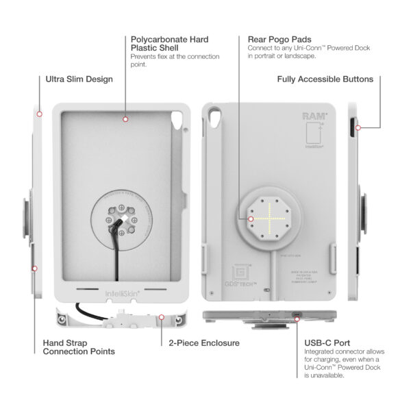 Custodia sottile IntelliSkin per iPad 10a e 11a generazione (pogo pad posteriori) - Ram Mounts grigi RAM-GDS-SKIN-AP40-TCB-GRY - immagine 5