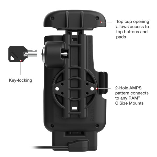 Dock USB-C con bloccaggio RAM per Zebra TC22 e TC27 senza Ram Mounts RAM-HOL-ZE24L-C-1U - immagine 5
