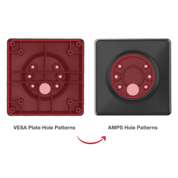 RAM 100mm e 75mm VESA ad AMPS Schema di fori Piastra adattatore Ram Supporti RAP-DOCK-D10VU - immagine 3